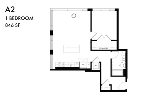 A 1 bedroom apartment is 846 square feet.